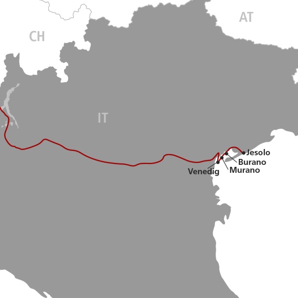 Streckenplan Venezianische Träume - Frühling an der Adria - Kaufmanns Schwarb Reisen AG