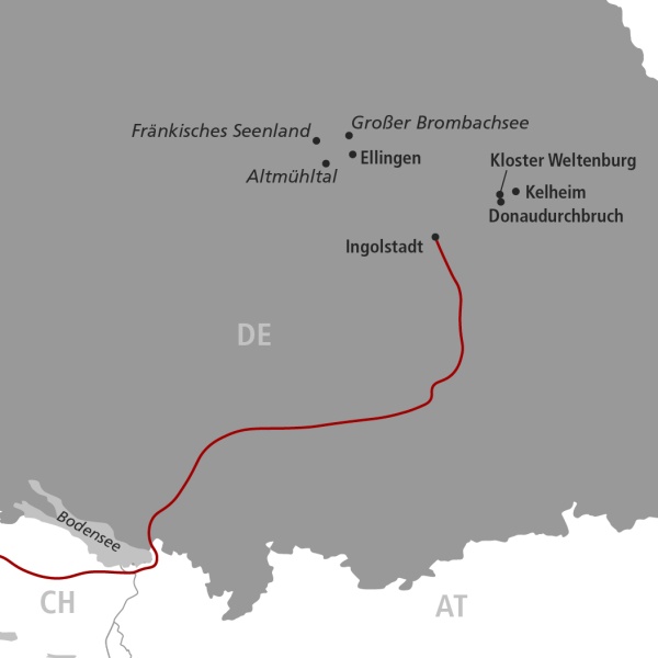 Streckenplan Bayerische Naturjuwelen
Fränkisches Seenland & Altmühltal - Kaufmanns Schwarb Reisen AG